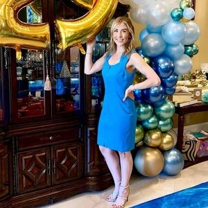 Cache Turquoise Zip-Front Midi Dress